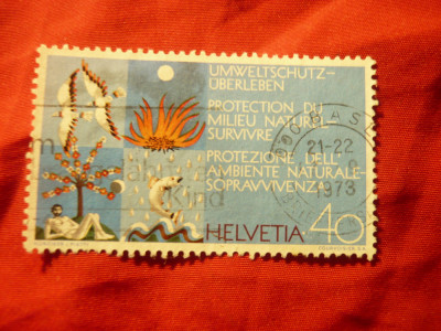 Timbru Elvetia 1973 - Protectia Naturii - , val. 40C stampilat foto