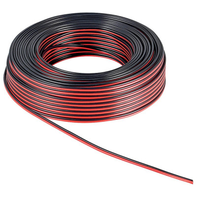 Rola cablu pentru boxe, 2 x 0.5 mm, lungime 10m, culoare rosu negru foto