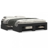 VidaXL Cadru de pat, negru, 140x190 cm, lemn prelucrat