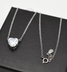 Colier din argint Inima cu Piatra Transparent ARG393F