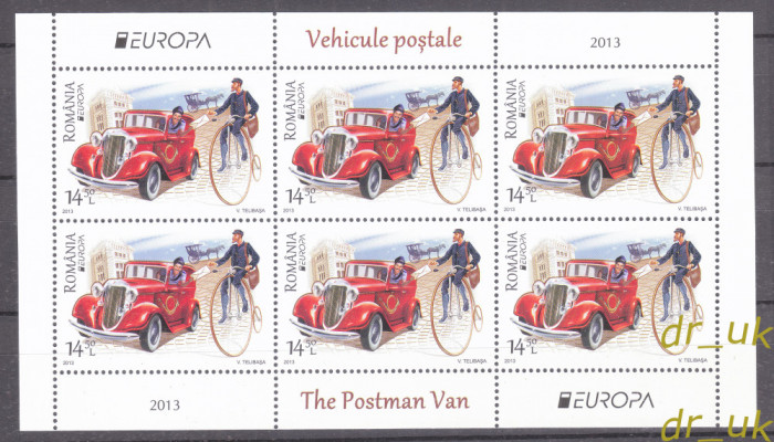 ROMANIA 2013 LP 1979 b EUROPA CEPT Vehicule Postale minicoli de 6, 2 valori MNH