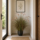 Planta Artificiala Iarba Ornamentala Tip Coada de Vulpe, 100cm, Iarba curbata cu Spice, Roz si Verde, Fara Ghiveci