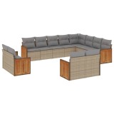 Cumpara ieftin Set canapele de gradina cu perne, 12 piese, bej, poliratan