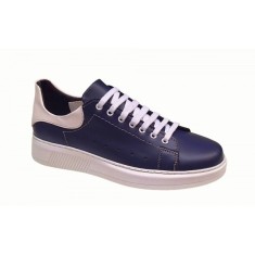 Pantofi barbati din piele naturala, Bleumarin &amp; Alb Sport 2