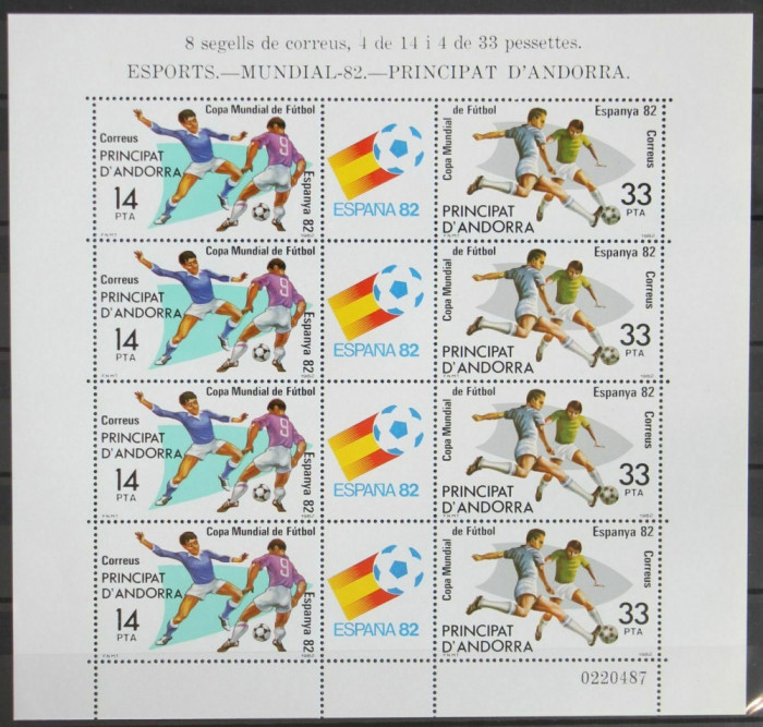 ANDORRA - SPORT C.M. FOTBAL 1990 SERIE + COLITA NESTAMPILATE