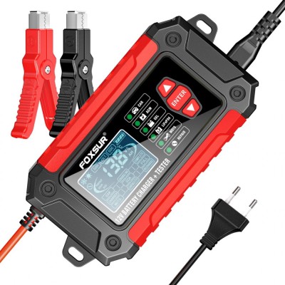 Incarcator și Tester Baterie FOXSUR FTC-1206 2-in-1, 12V/6A &amp;ndash; Redresor Inteligent pentru Baterii Auto si Moto cu Functii Desulfatare, Reparare prin Im foto
