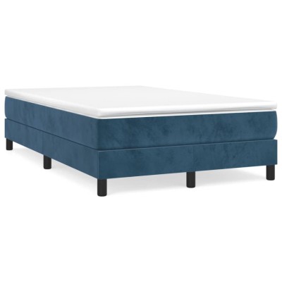 vidaXL Pat box spring cu saltea, albastru &amp;icirc;nchis, 120x190 cm, catifea 3269681 foto