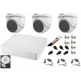 Sistem supraveghere interior audio-video Hikvision 3 camere Turbo HD 2MP DVR 4 canale, HDD 500GB SafetyGuard Surveillance