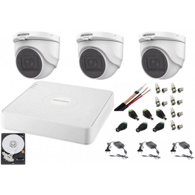 Sistem supraveghere interior audio-video Hikvision 3 camere Turbo HD 2MP DVR 4 canale, HDD 500GB SafetyGuard Surveillance foto