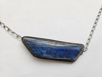 Colier argint cu lapis lazuli #3086 foto