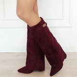 Cumpara ieftin Cizme bordo elegante cu toc comod 9501A 113