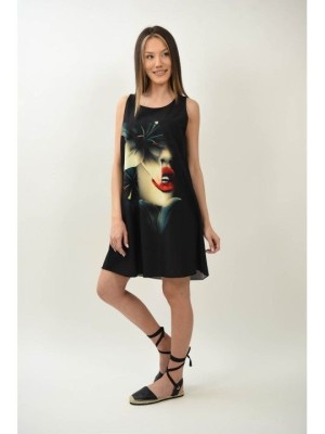 ROCHIE SCURTA NEAGRA FARA MANECI SI TALIE LILY TALIE UNICA Negru foto