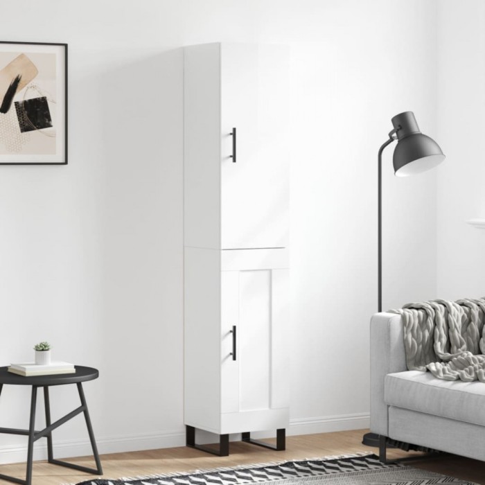 Dulap &icirc;nalt, alb extralucios, 34,5x34x180 cm, lemn prelucrat