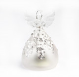 Cumpara ieftin Decoratiune Craciun - Glass Angel with Light, sequin | Everbright Gifts