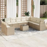VidaXL Set canapele de grădină cu perne, 11 piese, bej, poliratan 3251515