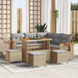 VidaXL Set de canapea de grădină cu 9 piese și perne, Bej, Rattan sintetic, Acacia
