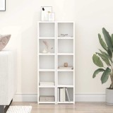Dulap CD/DVD vidaXL, 2 buc, Alb, 21x16x93.5cm, PAL, Biblioteca Living, Rafturi CD Moderne