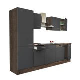 Mobilier de bucatarie modular Leziter Yorki 280 cm, stejar/antracit, cu rafturi