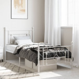 VidaXL Cadru de pat metalic cu tăblie de cap/picioare, alb, 100x200 cm