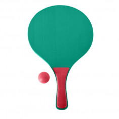 Set ping pong pentru plaja, 3 piese, lemn, rosu/verde