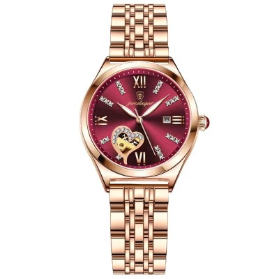Ceas dama Poedagar Quartz Analog Fashion Indici Luminosi Bratara Auriu Visiniu foto
