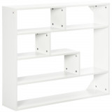 Biblioteca moderna de perete HOMCOM cu 4 niveluri , raft din lemn care economiseste spatiu pentru living si birou, 94x19,5x80cm, alb | Aosom Romania
