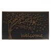 Covoraș Ușă, Model Copac cu Flori și Păsări, Cauciuc, Mesaj Welcome, Negru, 75x45cm, Oem