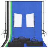 Cumpara ieftin Kit studio foto cu set de lumină și fundal