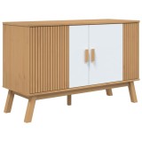 Cumpara ieftin Servanta "OLDEN", alb si maro, 114x43x73,5 cm, lemn masiv pin