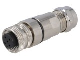 Conector BULGIN M12 5 pini mamă IP67 60V 4A lipire cablu PXMBNI12FBF05ASCPG7