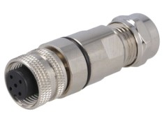 Conector BULGIN M12 5 pini mamă IP67 60V 4A lipire cablu PXMBNI12FBF05ASCPG7