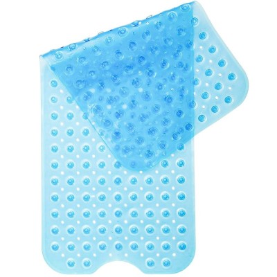 Covoras pentru Baie Antiderapant cu Ventuze pentru Suprafete Umede, Caudiuc, Albastru Transparent, 100 x 40 cm foto