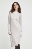 Bruuns Bazaar rochie culoarea argintiu, midi, dreaptă