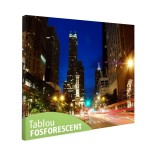 Cumpara ieftin Tablou Fosforescent Chicago, 60x40 cm, Canvas, Decorativ, Cadru Lemn, Luminează &icirc;n &Icirc;ntuneric