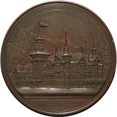Medalie &amp;quot;Edificarea Castelului Peles&amp;quot; Carol I, 1883 UNC si patina uniforma foto