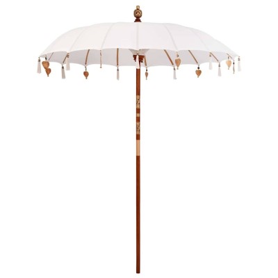 vidaXL Umbrelă de soare Manual Crem x 250 cm Bumbac și lemn masiv foto