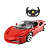 Masina cu telecomanda Ferrari SF90 Rastar, 33.5 x 14.7 x 10.8 cm, 5 x AA, 10 km/h, tractiune 2 WD, anvelope cauciuc, Rosu