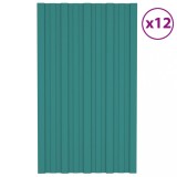 VidaXL Panouri pentru acoperiș 12 buc. verde 80x45 cm oțel galvanizat