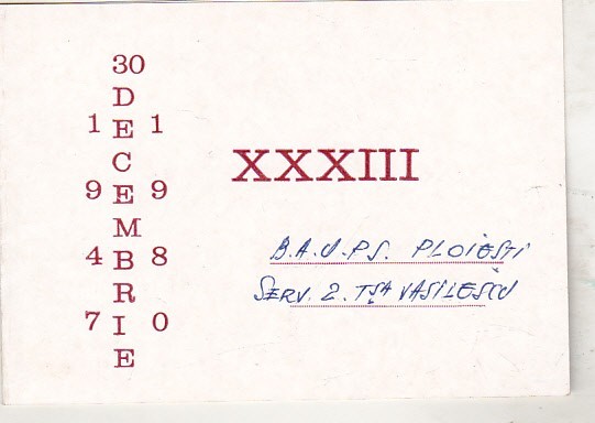 bnk cp Felicitare 30 Decembrie si Anul Nou 1980 Combinatul de ingrasaminte chimice Valea Calugaresca
