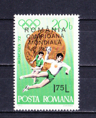 TSV$ - 1974 LP 846 ROMANIA-CAMPIOANA MOND. HANDBAL MASCULIN (SUPRATIPAR) MNH/** foto