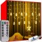 Instalatie tip perdea pentru Craciun, model globuri, 108 LED-uri, 8 moduri iluminare, telecomanda inclusa, intrare USB