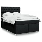 VidaXL Pat box spring cu saltea, negru, 140x200 cm, textil 3290520
