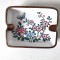Scrumiera vintage de cupru emailat, stil japonez, 9x7x1.5cm