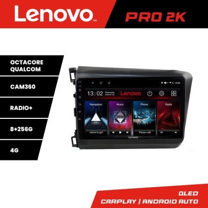 Navigatie Honda Civic 2012-2015 Lenovo Kit-132 8 core QLED 2K 8+256 360 Android Waze USB Navigatie Internet Youtube Radio CarStore Technology