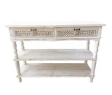 Consola lemn alb maro 120 x 40 x 88 cm