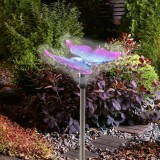 Lampa Solara Gradina Fluture Roz LED, 50cm, IP44, Suport Fix, Fixare Pamant, Autonomie 8h