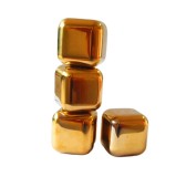 Set 4 Cuburi pentru racirea bauturilor, Auriu, 2.5 cm, HML55