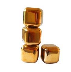 Set 4 Cuburi pentru racirea bauturilor, Auriu, 2.5 cm, HML55