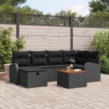 vidaXL Set de canapele pentru grădină cu pernă 7 pcs Negru Rattan poli 3360845
