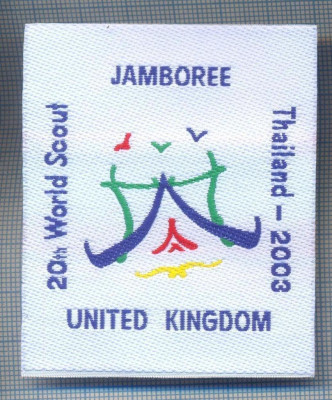AX 1259 EMBLEMA CERCETASI- JAMBOREE 20TH WORLD SCOUT -UK -PENTRU COLECTIONARI foto